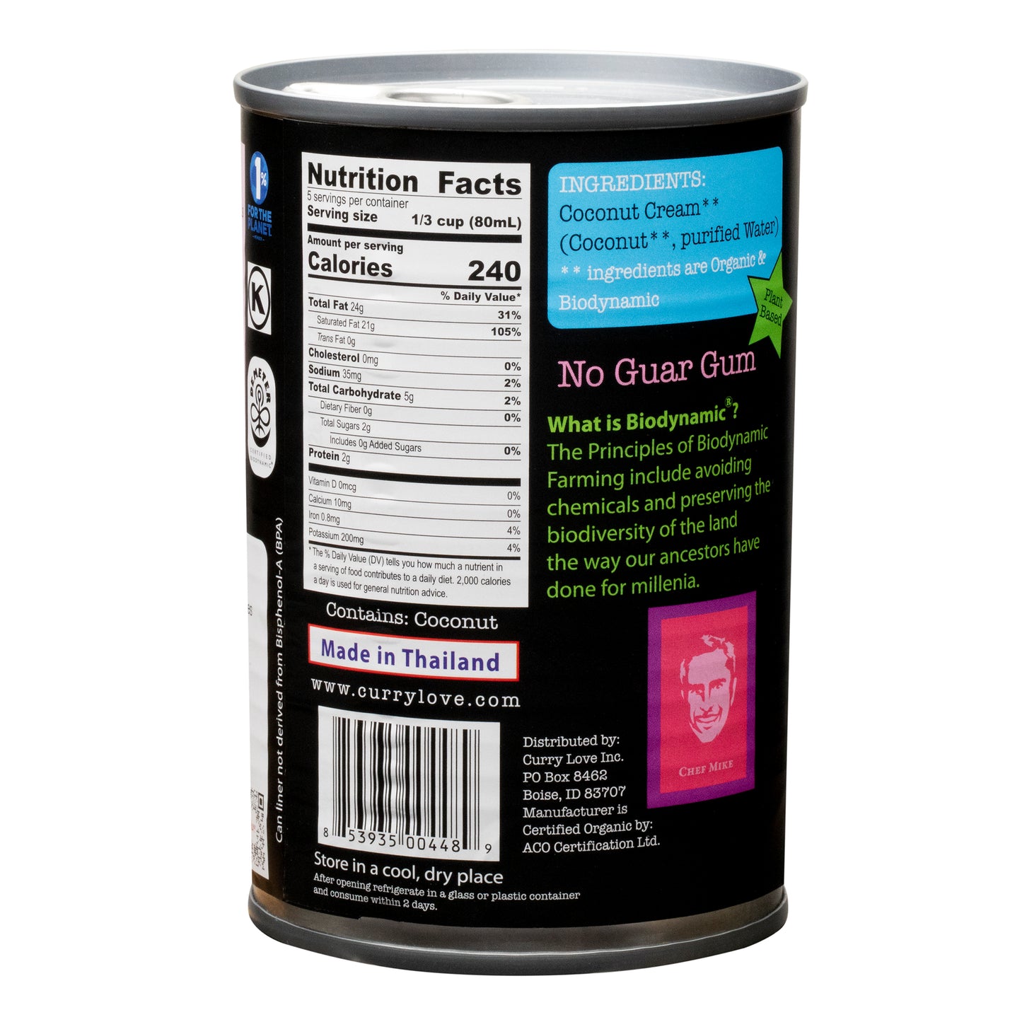 Organic & Biodynamic Coconut Cream - 1 x 13.5 fl oz Tin Can