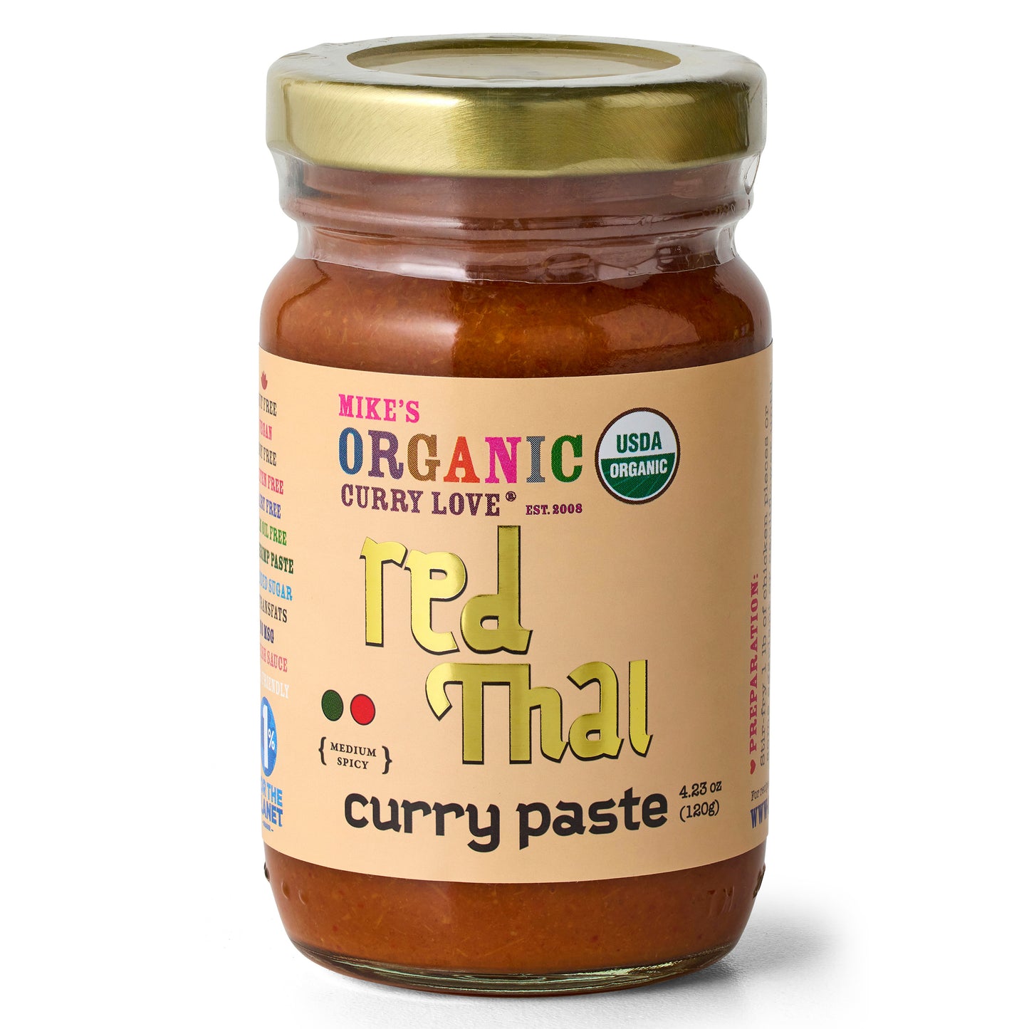 Organic Red Thai Curry Paste | 6 x 4.23 oz Glass Jars
