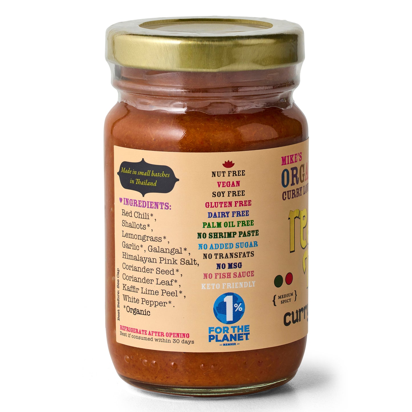 Organic Red Thai Curry Paste | 6 x 4.23 oz Glass Jars