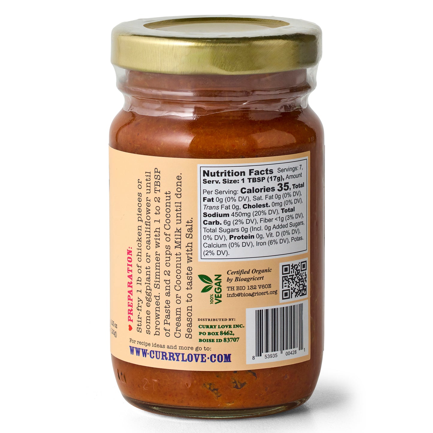 Organic Red Thai Curry Paste | 6 x 4.23 oz Glass Jars