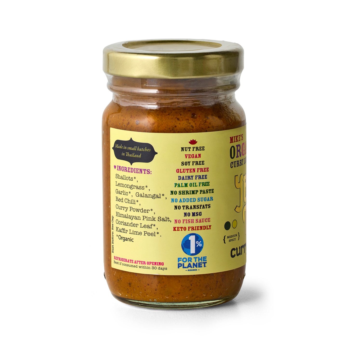 Organic Yellow Thai Curry Paste | 4.23 oz Glass Jar