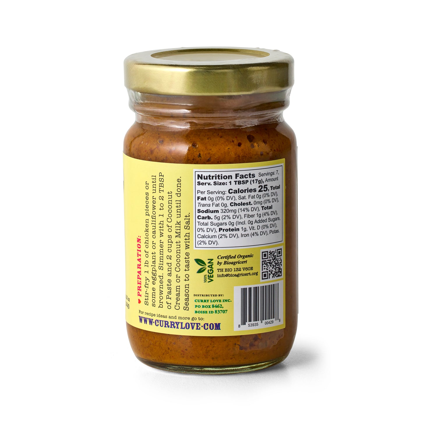 Organic Yellow Thai Curry Paste | 4.23 oz Glass Jar