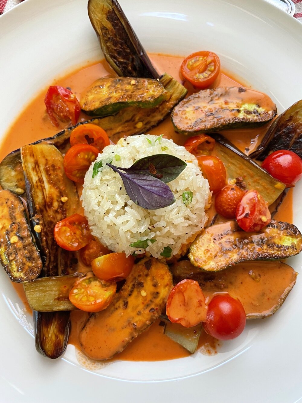 VEGAN RED THAI CURRY WITH EGGPLANT & ZUCCHINI