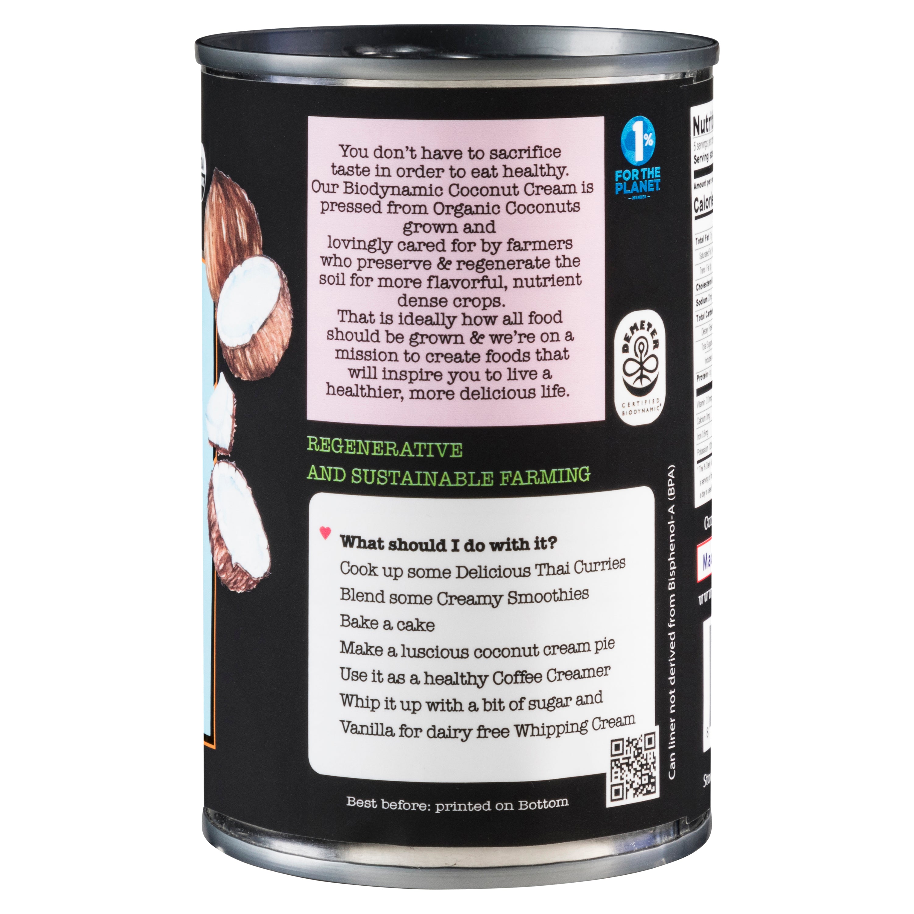 Biodynamic Coconut Cream 6 x 13.5 fl oz Tin Cans