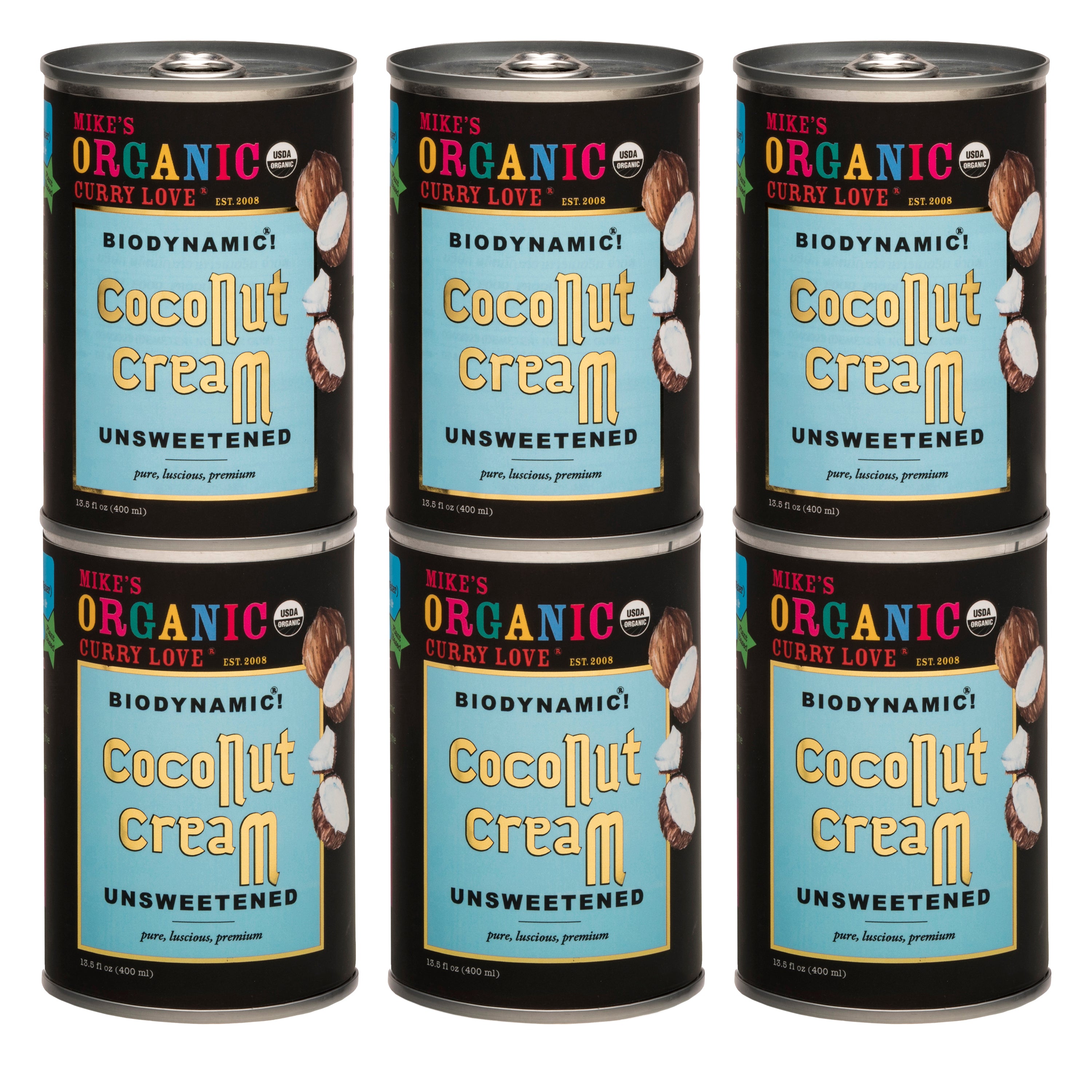 Organic & Biodynamic Coconut Cream - 6 x 13.5 fl oz Tin Cans