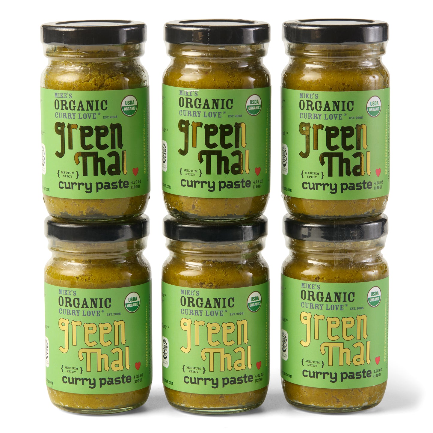 Organic Green Thai Curry Paste | Case of 6 x 4.23 oz Glass Jars