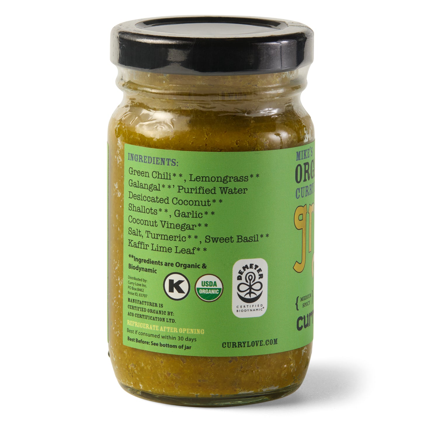 Organic Green Thai Curry Paste | Case of 6 x 4.23 oz Glass Jars