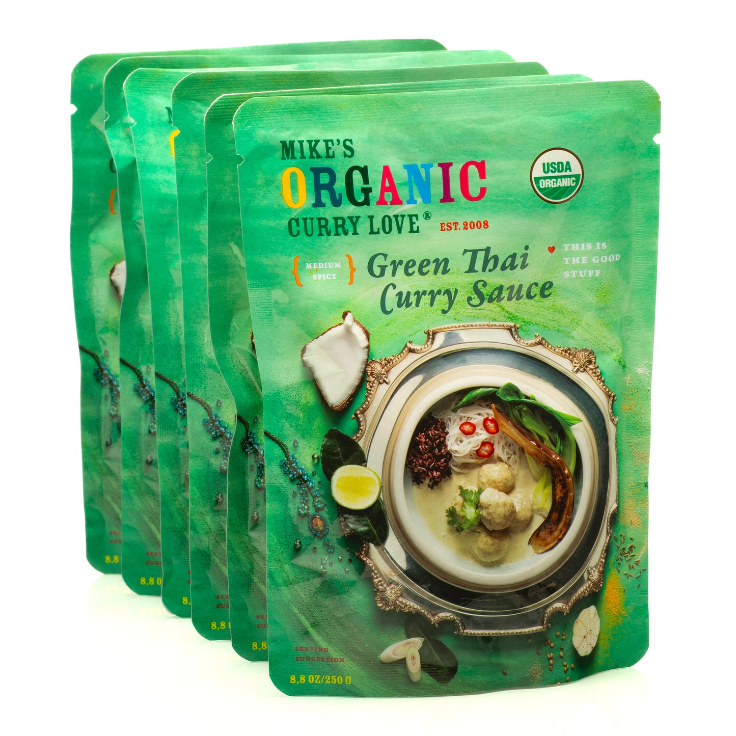 Organic Green Thai Curry Sauce | 6 x 8.8 oz pouches