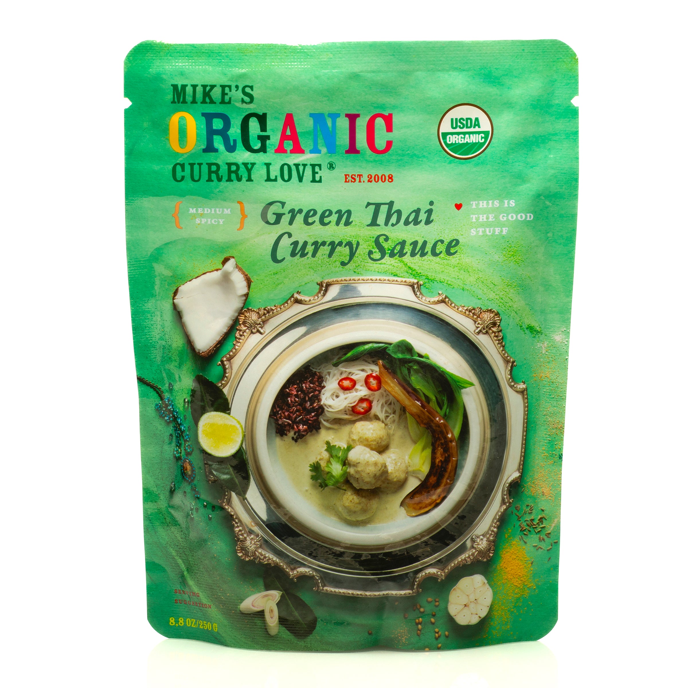 Green Thai Curry Sauce -  6 x 8.8 oz pouches
