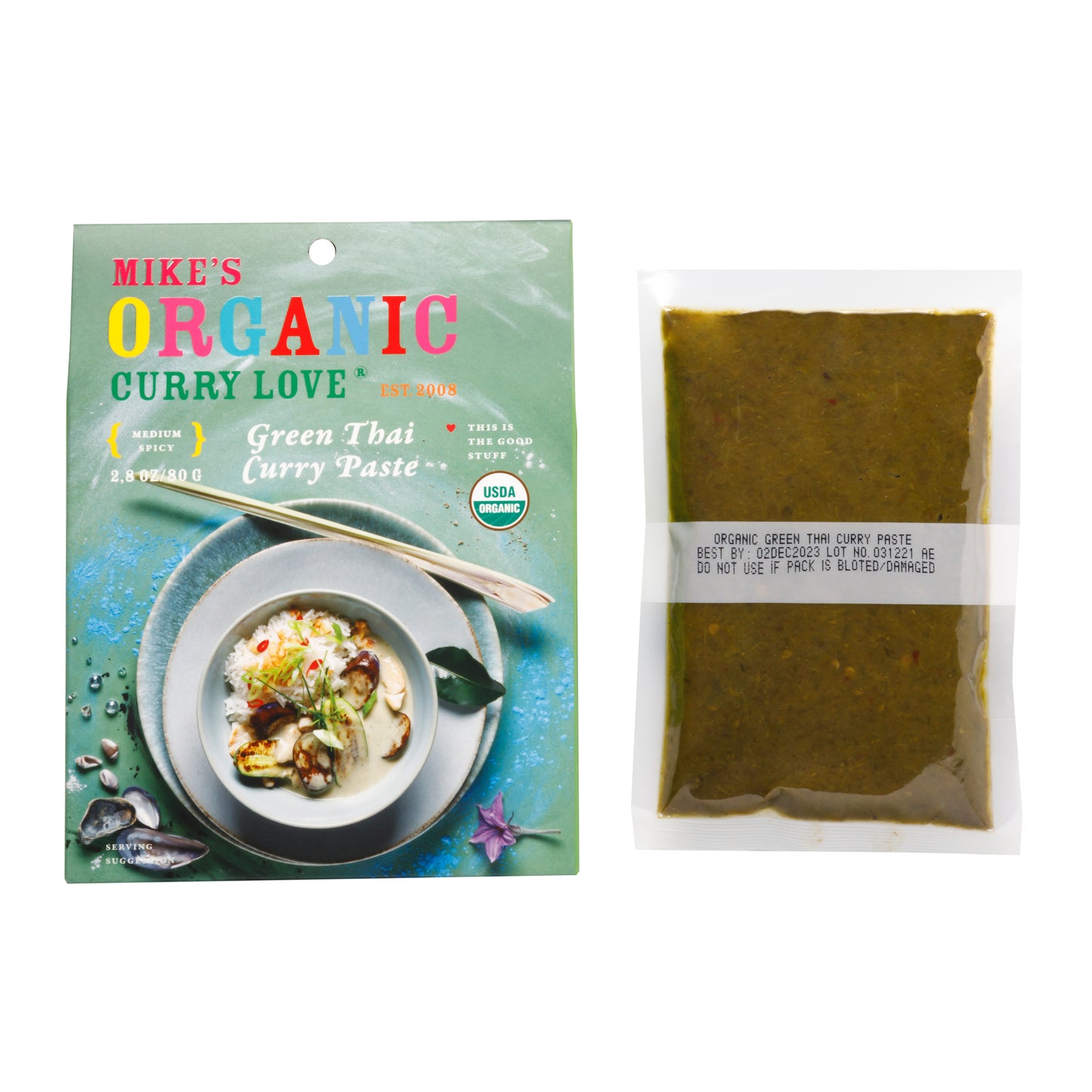 Organic Green Thai Curry Paste | 6 x 2.8 oz pouches