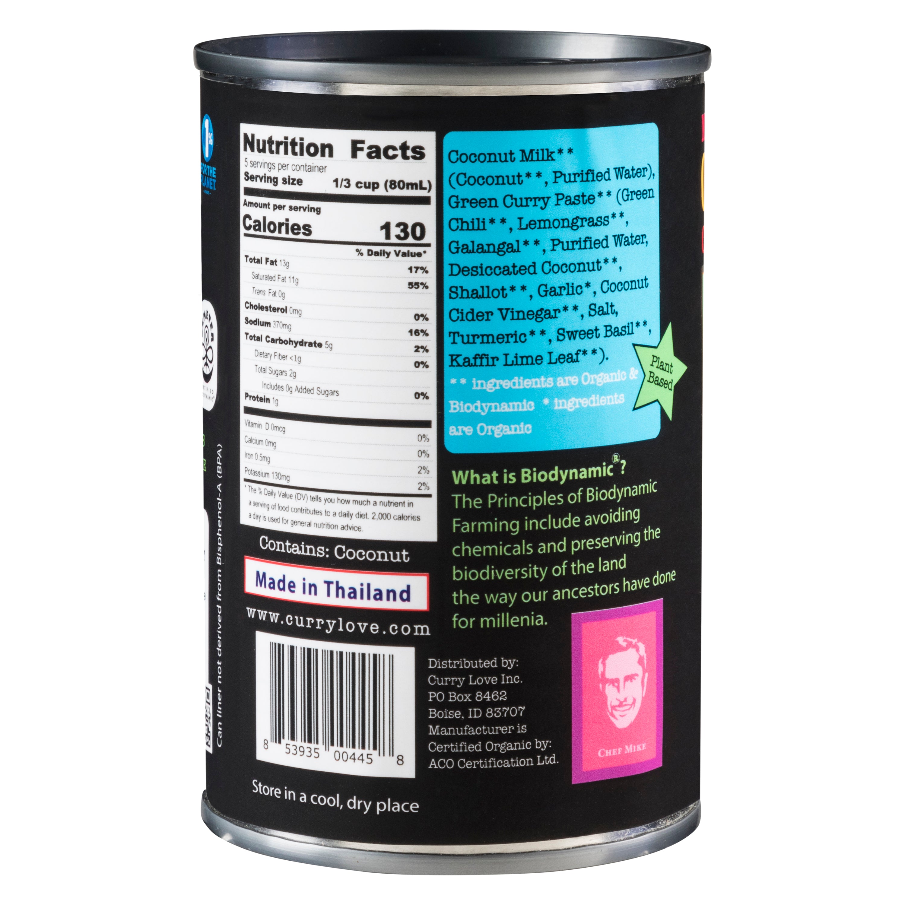 Organic & Biodynamic Green Thai Curry Sauce - 6 x 13.5 fl oz Tin Cans