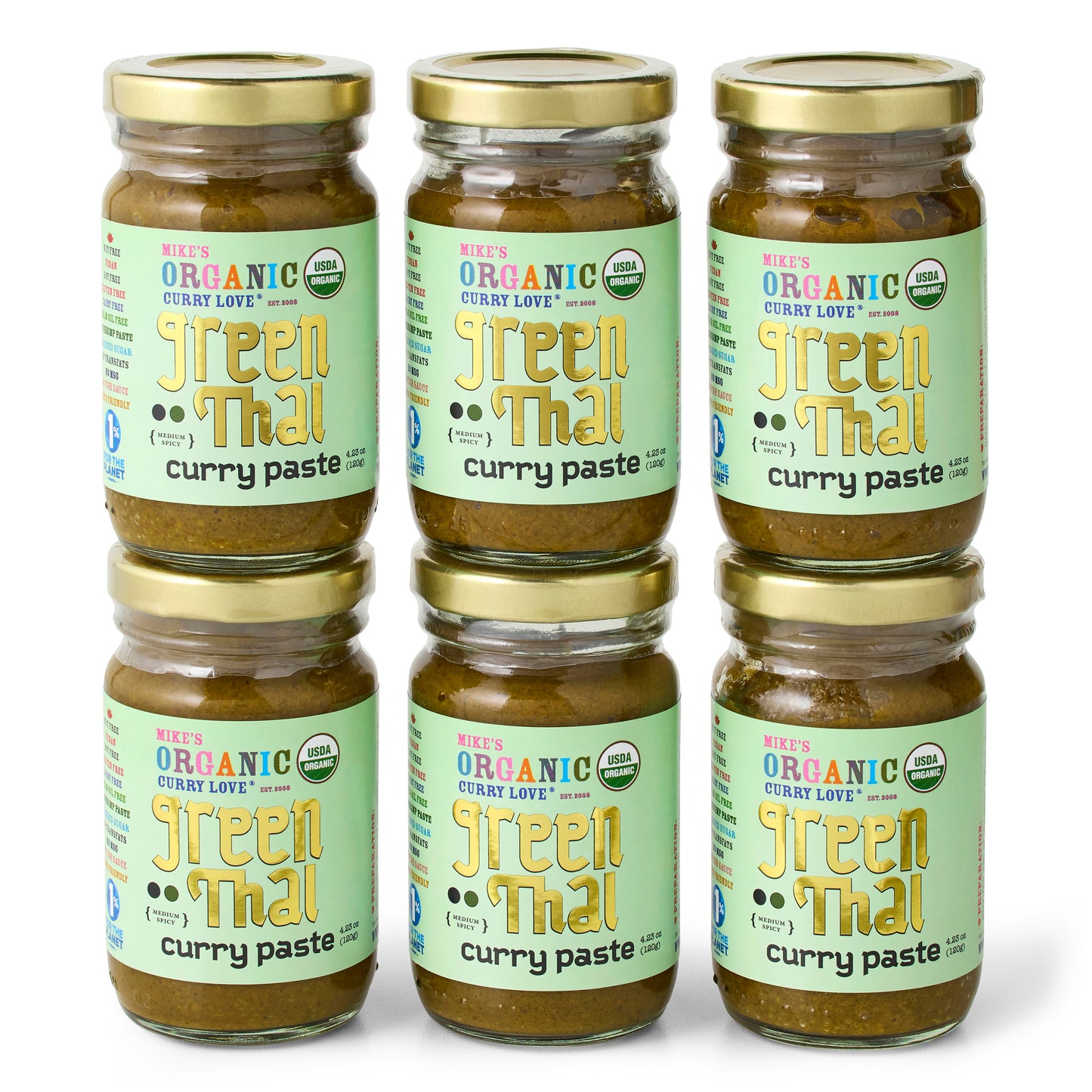 Green Thai Curry Paste - Case of 6 x 4.23 oz Glass Jars