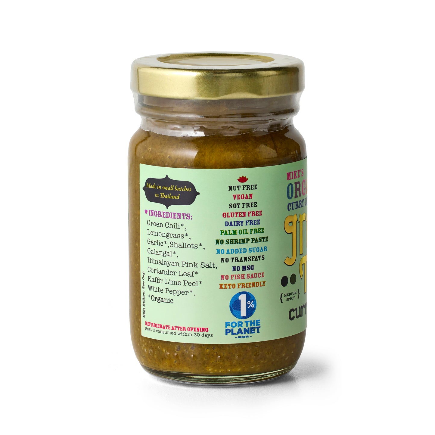 Green Thai Curry Paste - Case of 6 x 4.23 oz Glass Jars