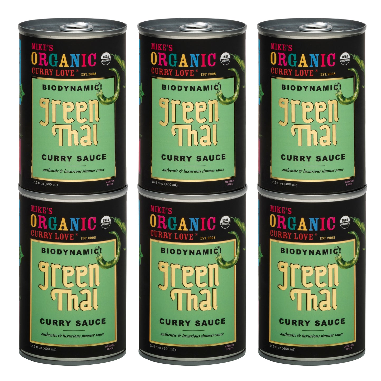 Organic & Biodynamic Green Thai Curry Sauce - 6 x 13.5 fl oz Tin Cans