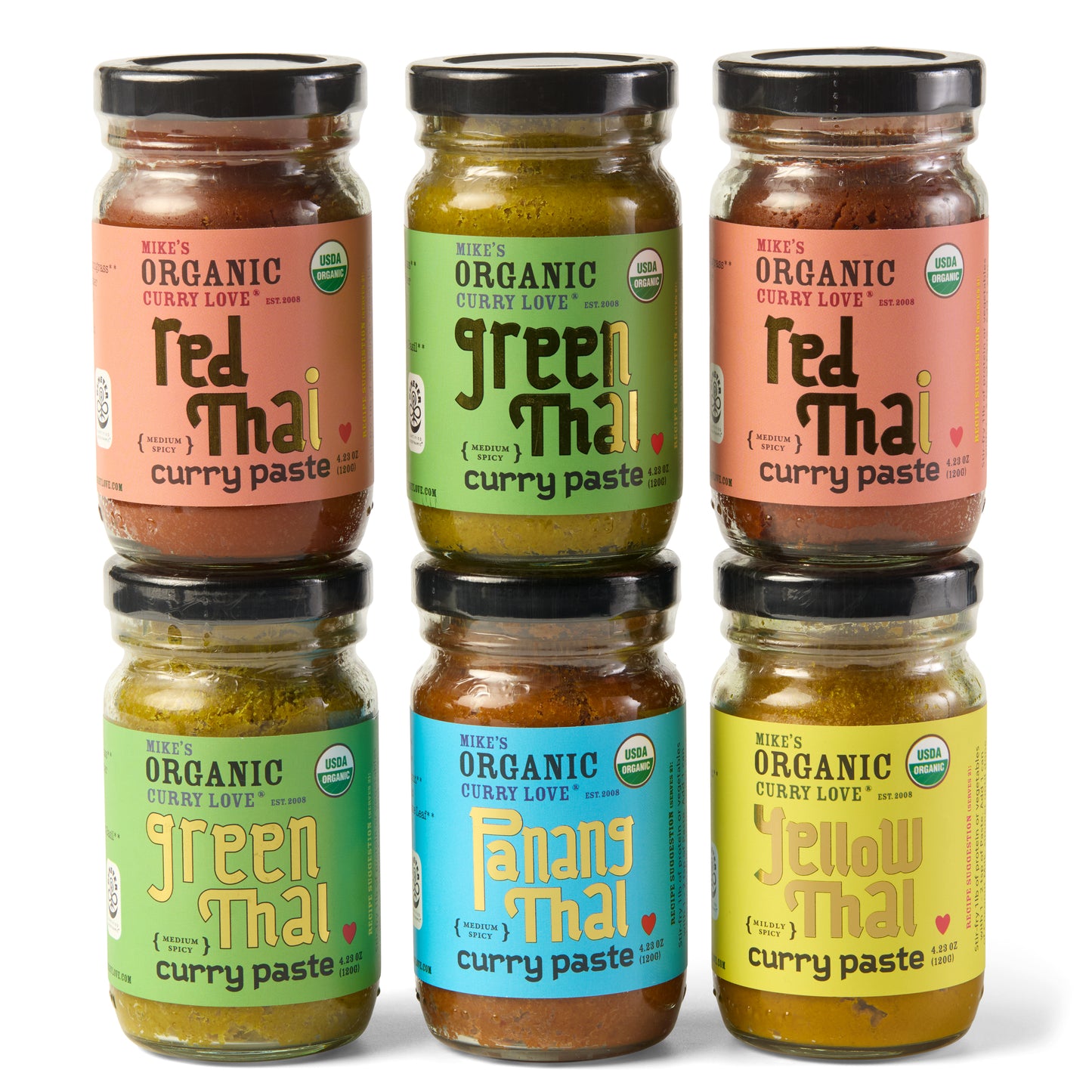 Organic Variety Pack Curry Paste | 6 x 4.23 oz Glass Jars