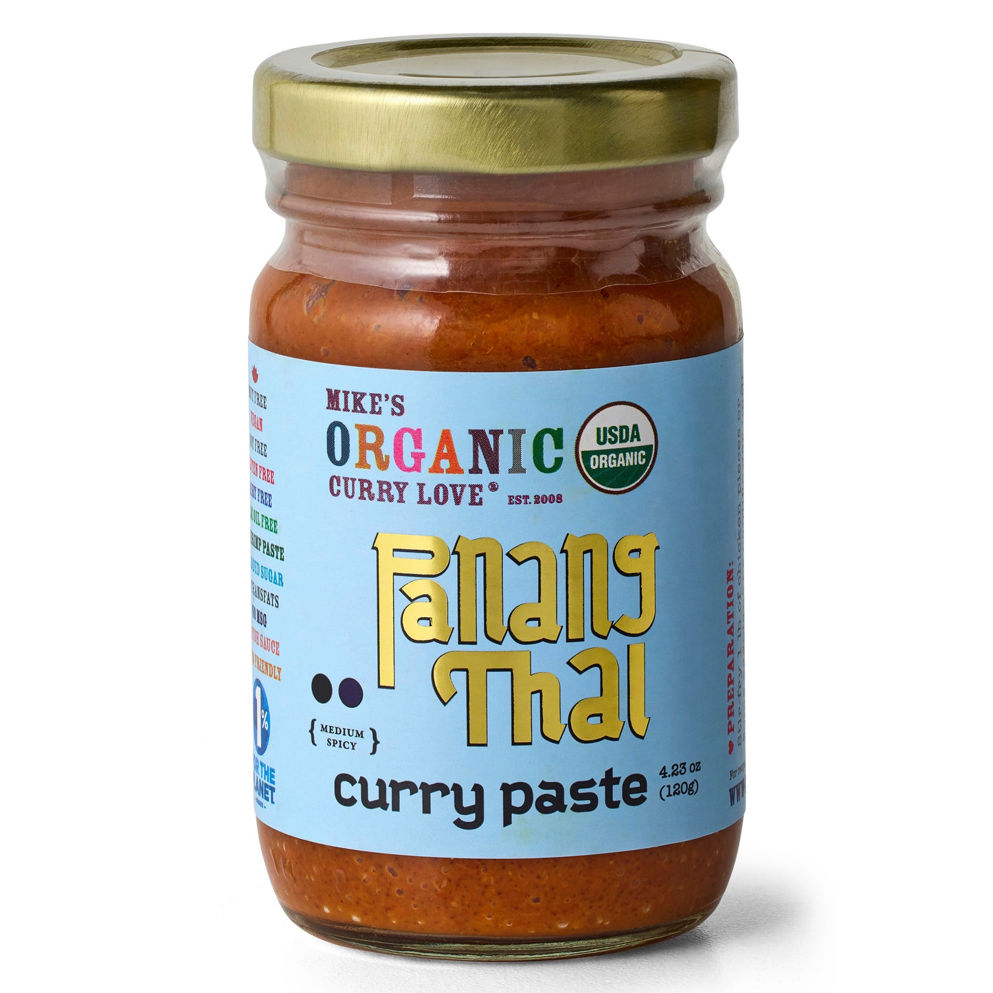 Organic Panang Curry Paste | 6 x 4.23 oz Glass Jars