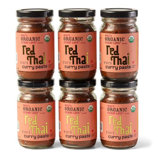 Organic Red Thai Curry Paste | 6 x 4.23 oz Glass Jars