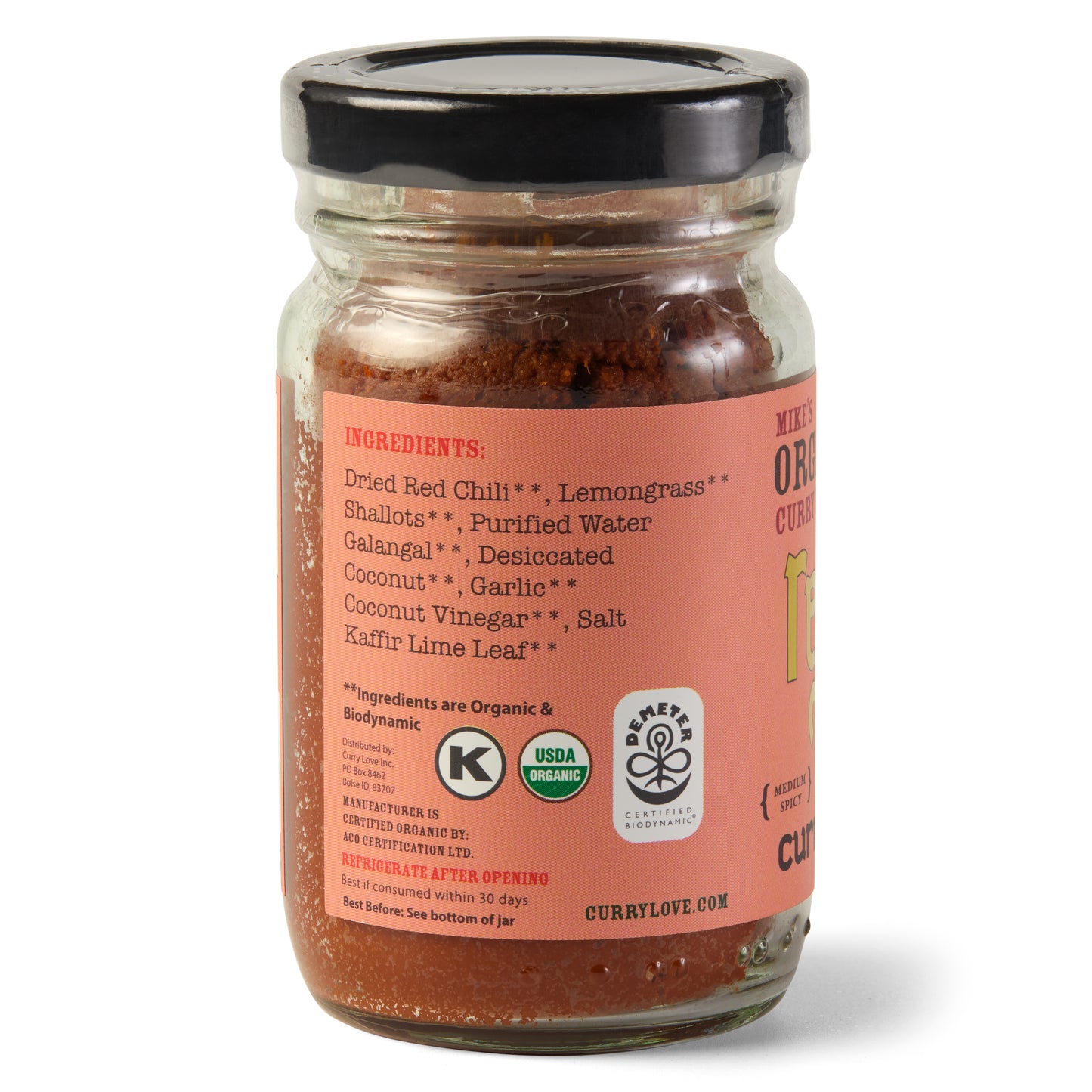 Organic Red Thai Curry Paste | 6 x 4.23 oz Glass Jars