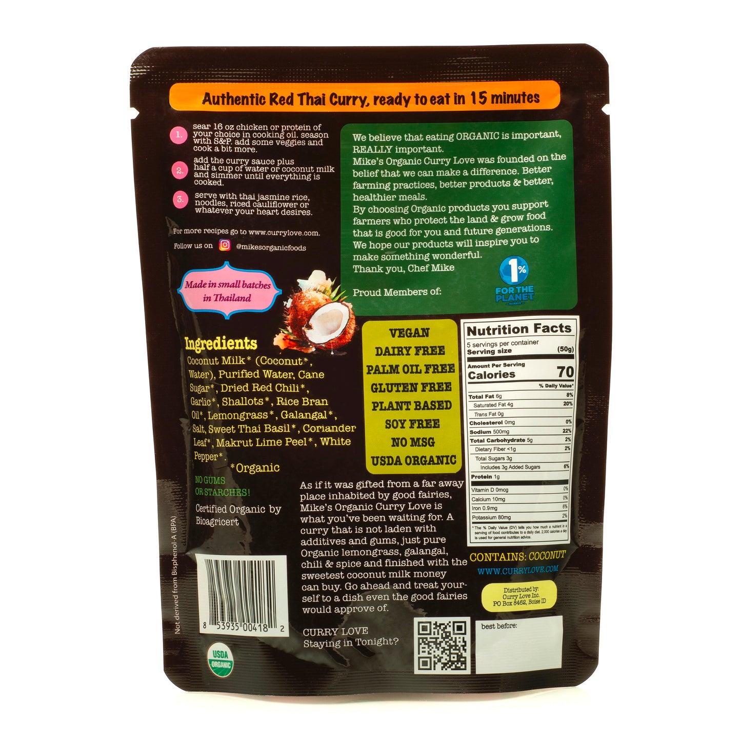 Red Thai Curry Sauce - 6 x 8.8 oz pouches