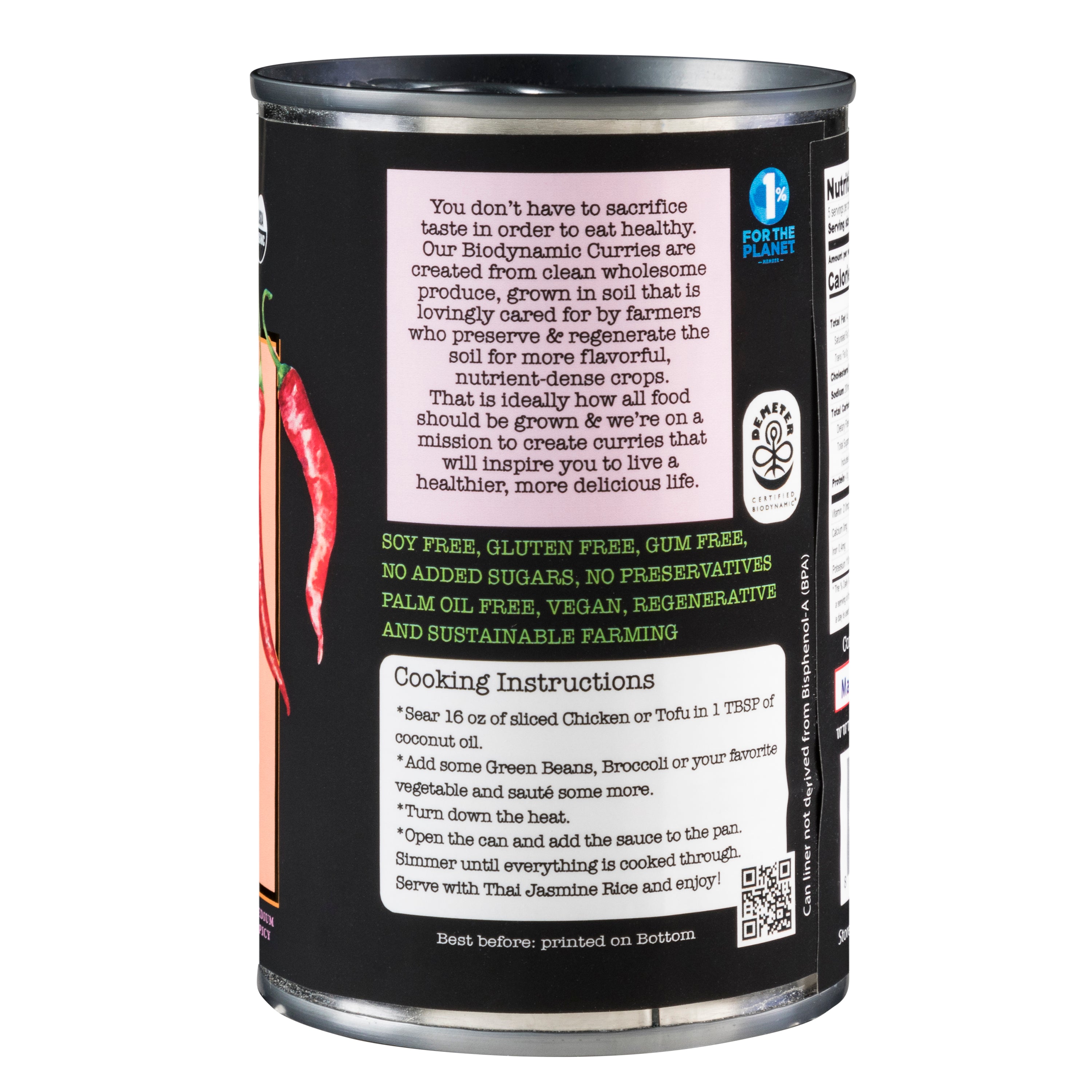 Organic & Biodynamic Red Thai Curry Sauce - 6 x 13.5 fl oz Tin Cans