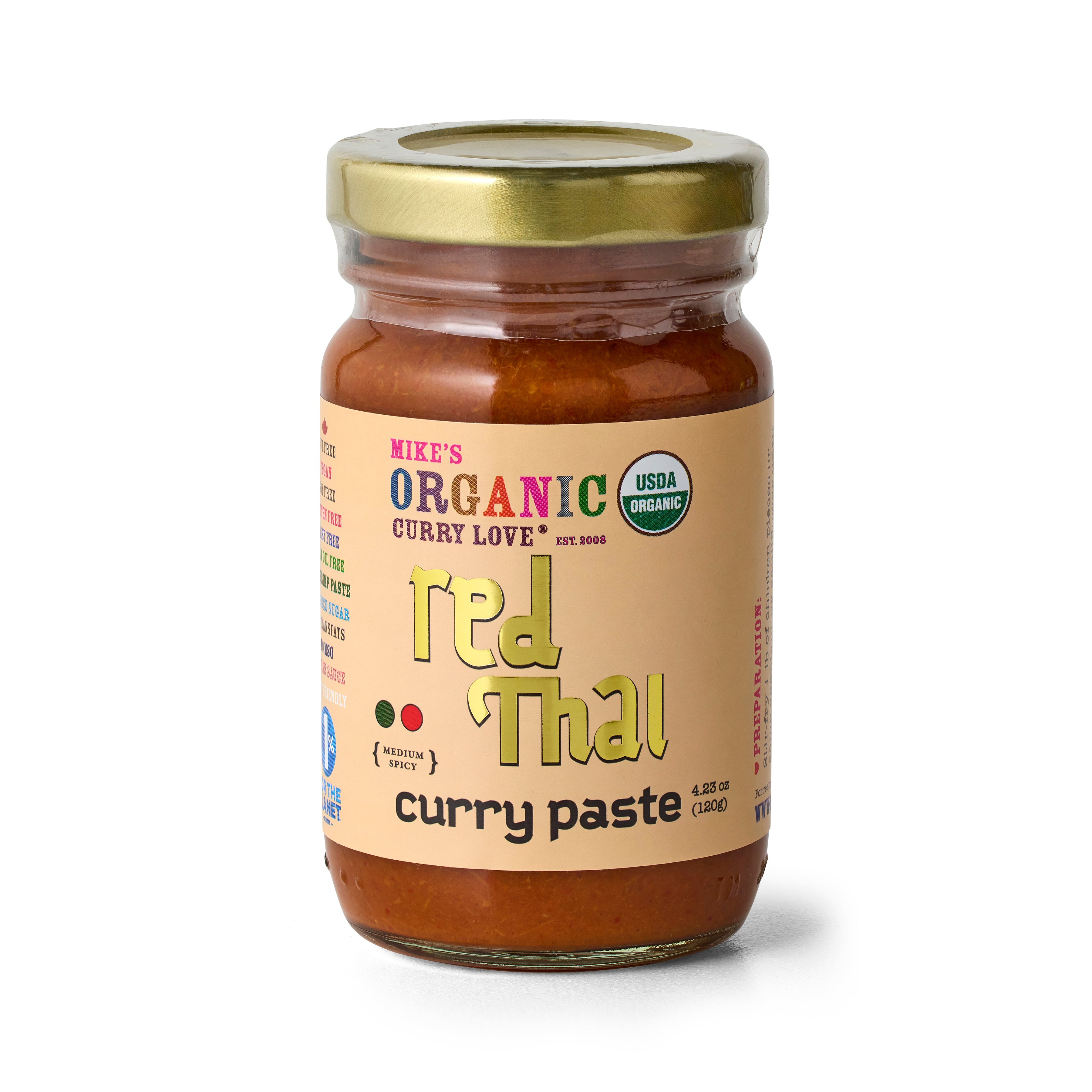 Organic Red Thai Curry Paste - 4.23 oz Glass Jar