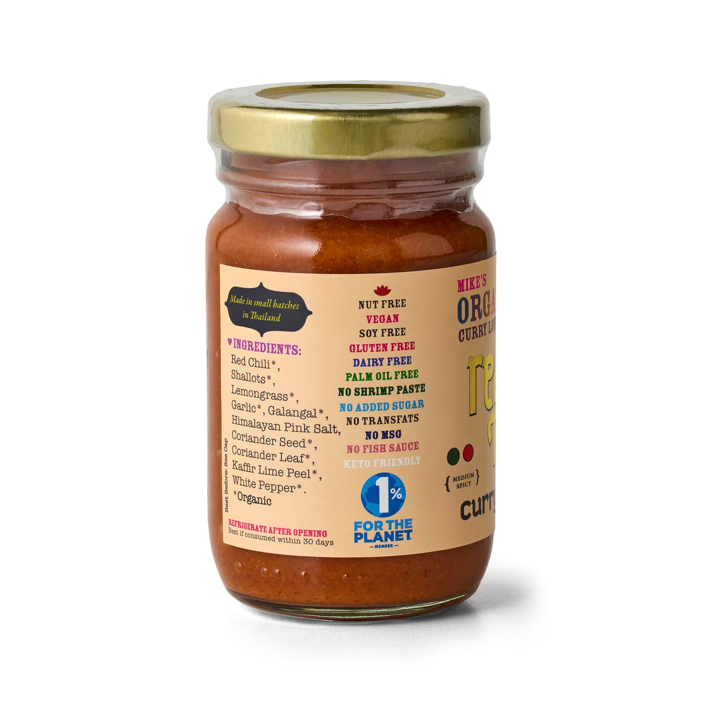 Organic Red Thai Curry Paste - 4.23 oz Glass Jar