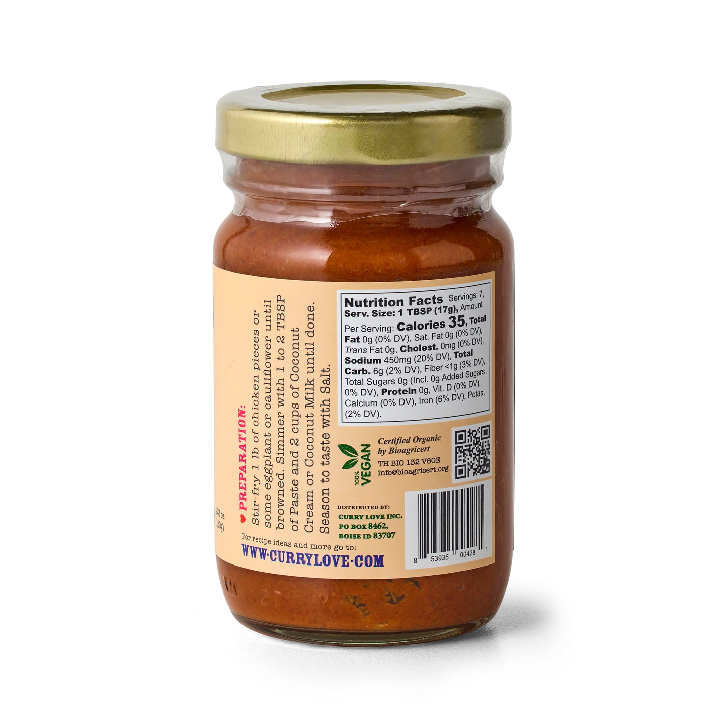 Organic Red Thai Curry Paste - 4.23 oz Glass Jar