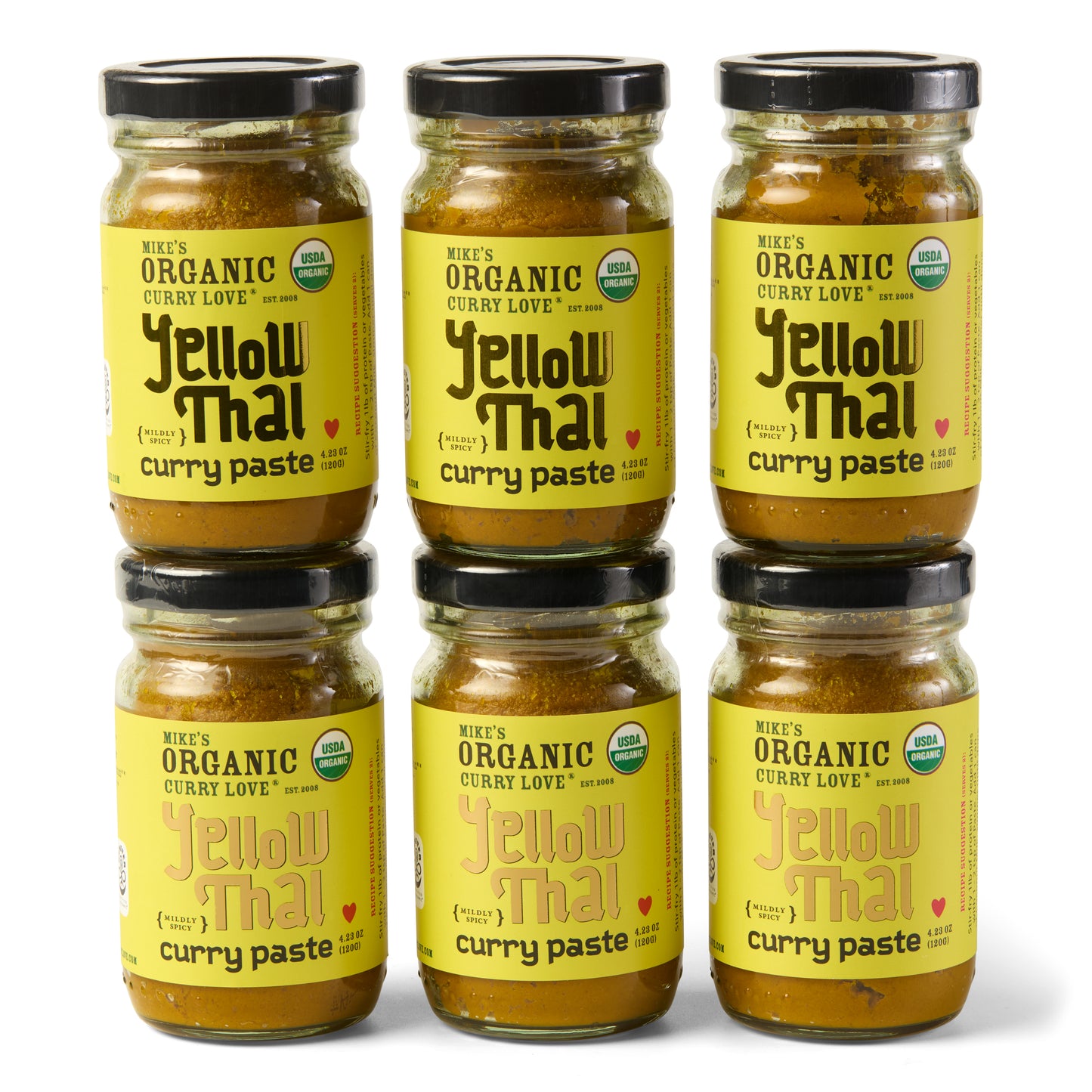 Organic Yellow Thai Curry Paste | 6 x 4.23 oz Glass Jars
