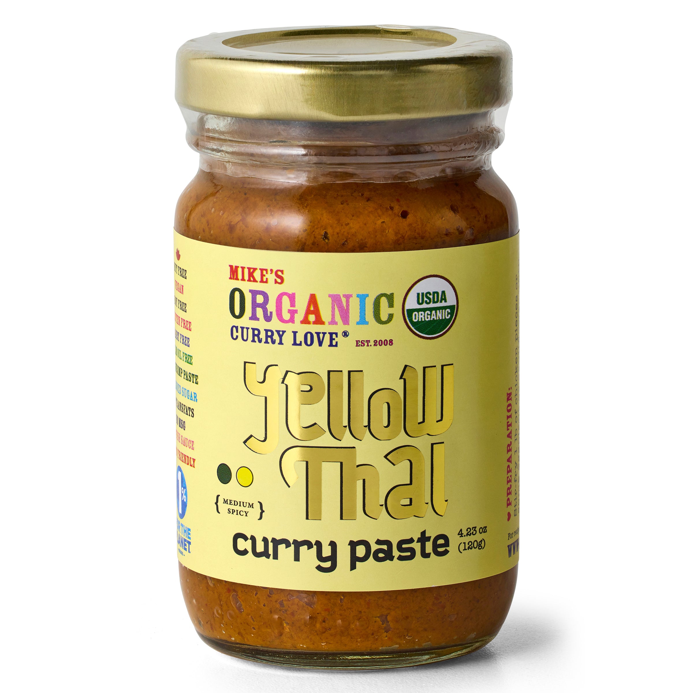 Yellow Thai Curry Paste - 6 x 4.23 oz Glass Jars