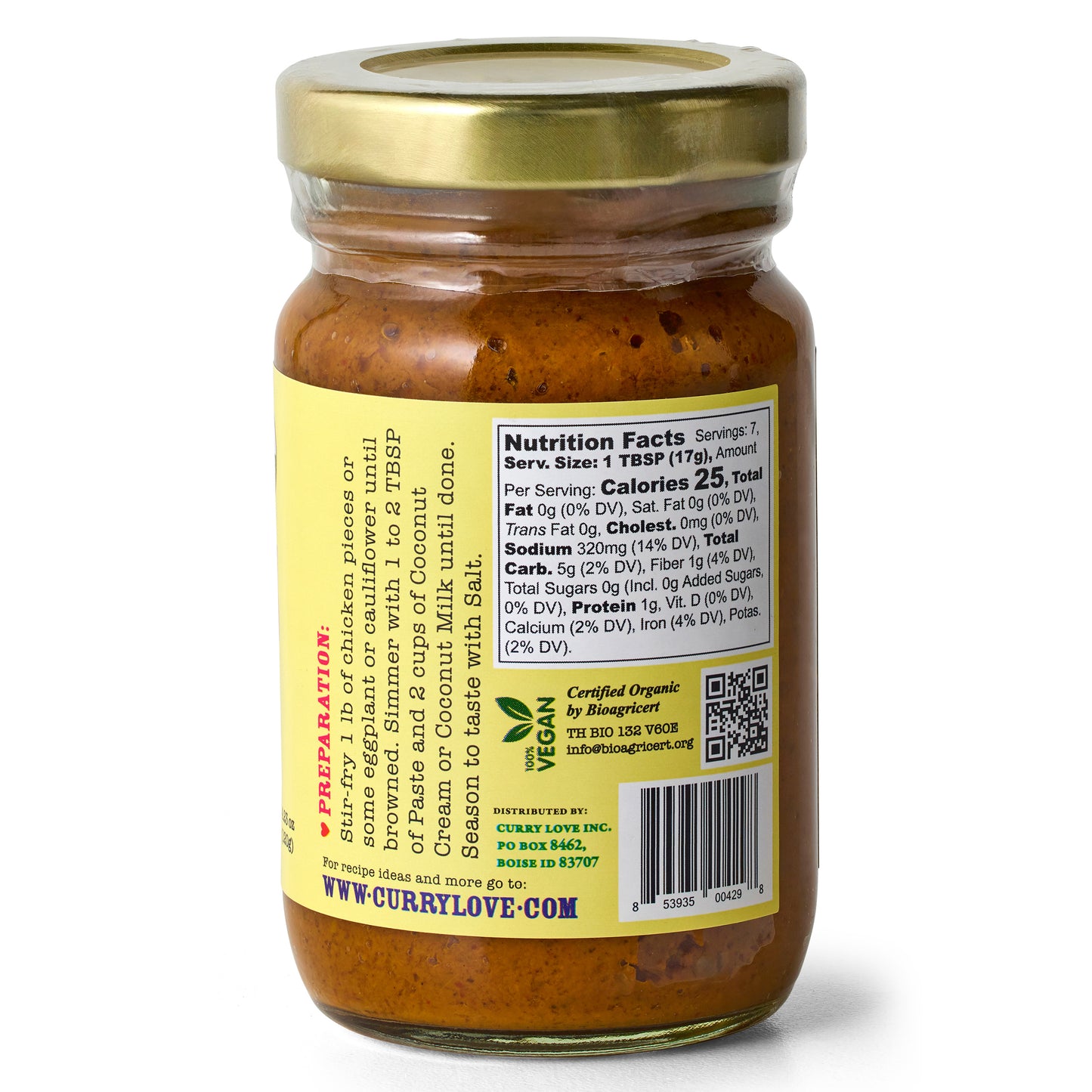 Organic Yellow Thai Curry Paste | 6 x 4.23 oz Glass Jars