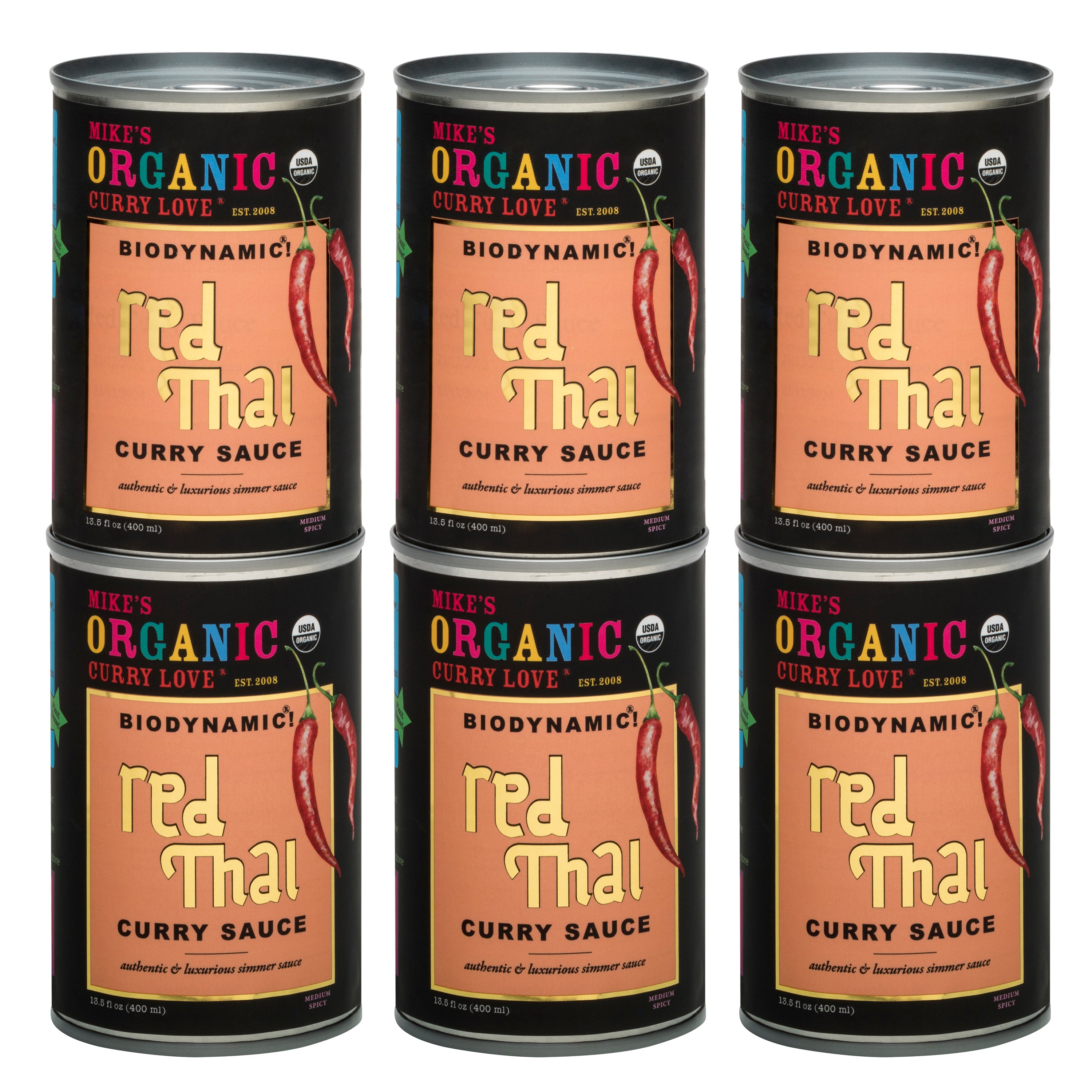 Organic & Biodynamic Red Thai Curry Sauce - 6 x 13.5 fl oz Tin Cans