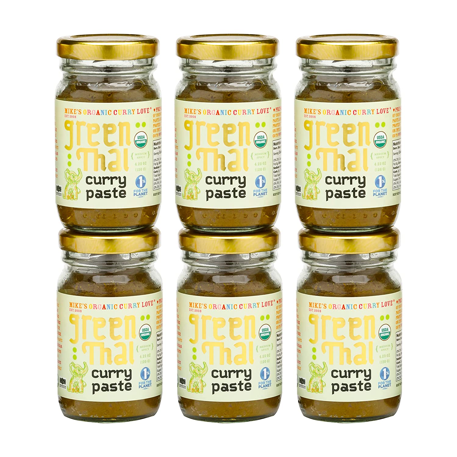 Green Thai Curry Paste - Case of 6 x 4.23 oz Glass Jars